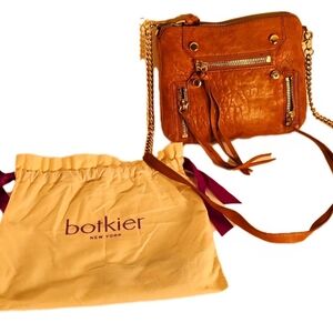 Botkier New York Leather Crossbody Bag Cognac Gold Hardware Dust Bag Included